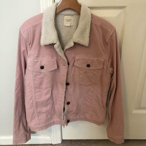 pink button down jacket